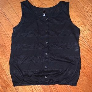 Casual Black Tank with buttons